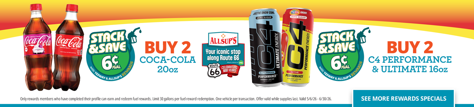 Buy 2 Coca-Cola 20oz for 6¢ or buy 2 C4 16oz for 6¢