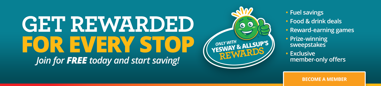 Get Rewarded for Every Stop! Join for Free today and start saving! Click to become a member.